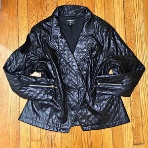 Faux Leather Quilted Blazer